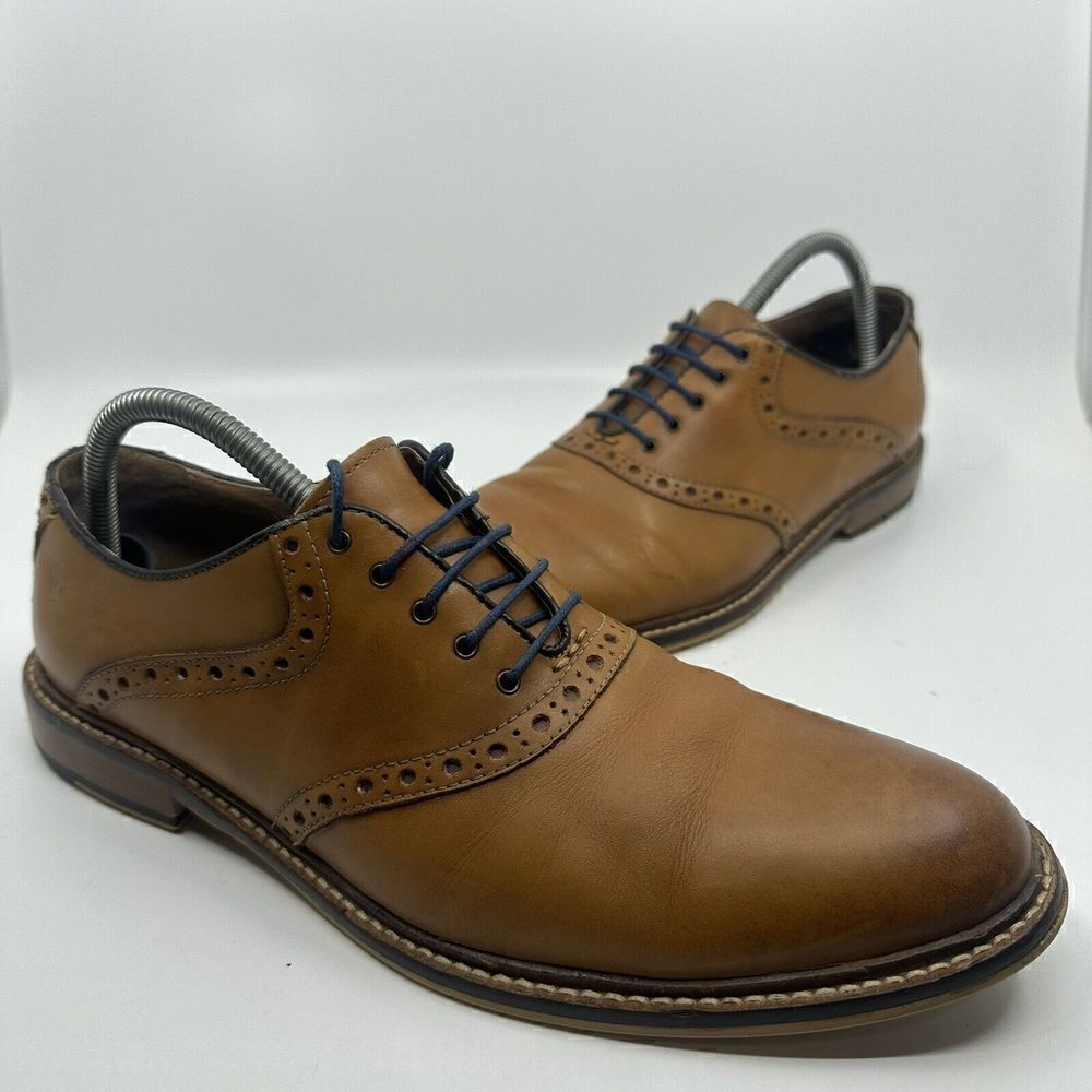 Aston Grey Tokyo Men’s Size 9.5 Brown Blue Oxford Leather Dress Shoes 500031